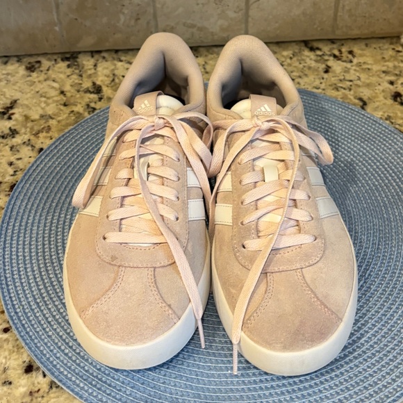Adidas VL Court 3.0 Women's Pale Blush Pink Suede Sneakers - Picture 8 of 14